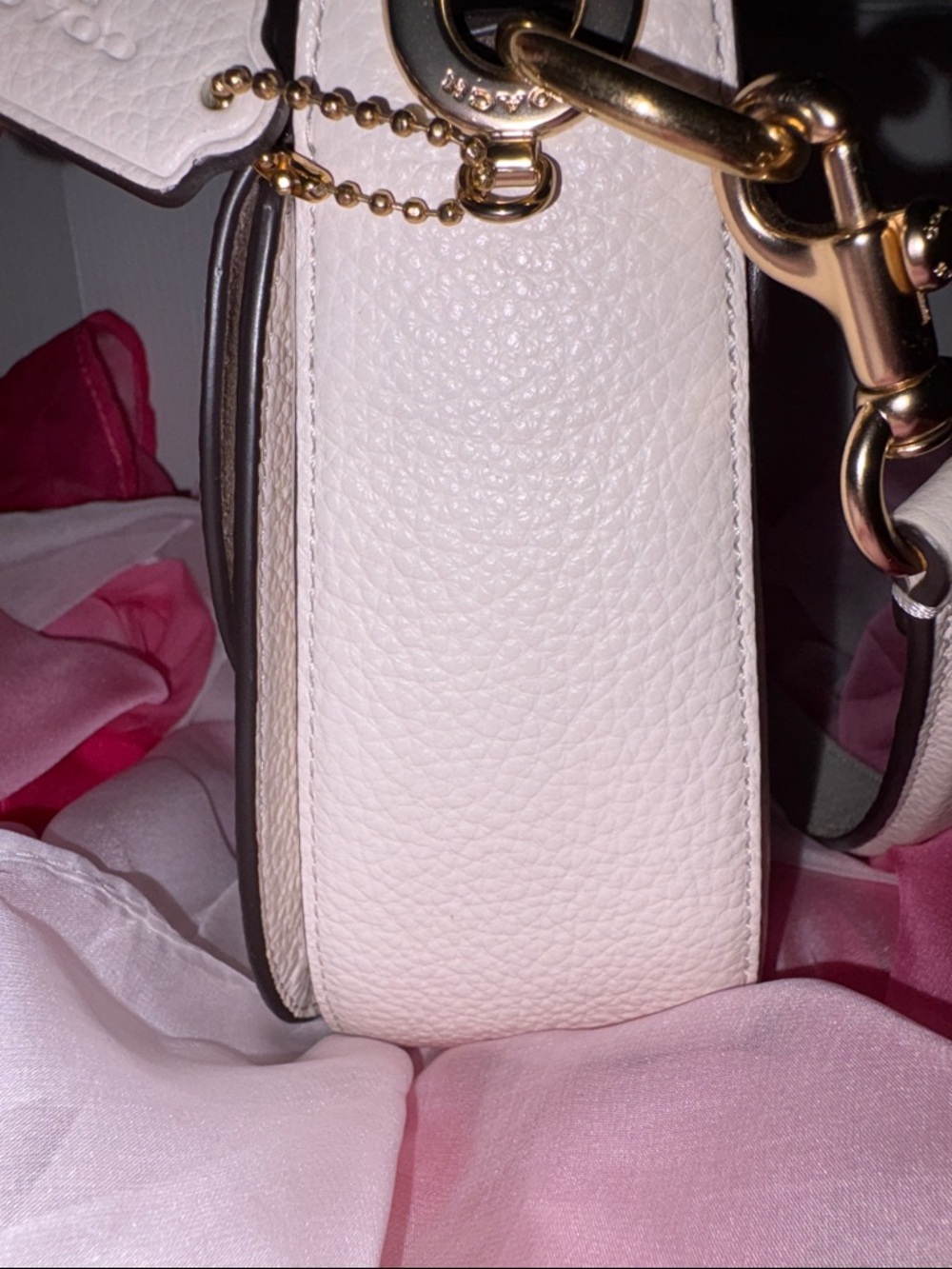 Coach Kleo Cream Pebbled Leather Purse Gold Hardware *FREE COACH ITEM INCLUDED* - Picture 9 of 16